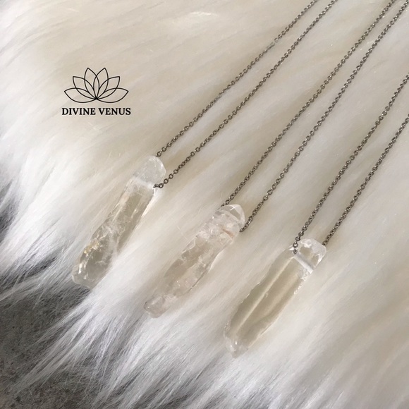 Clear Quartz Stainless Steel Necklace - Large - Picture 5 of 8